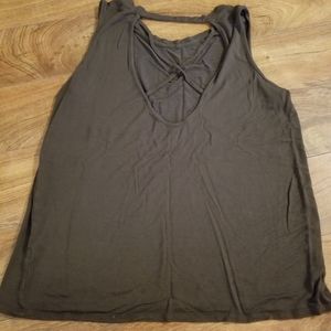 Cross back olive tank top size XL